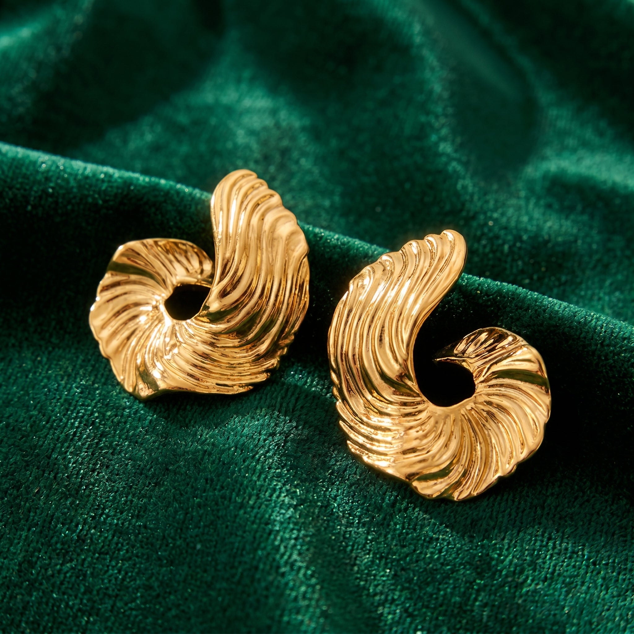 Vintage French Sculptural Spiral Stud Earrings