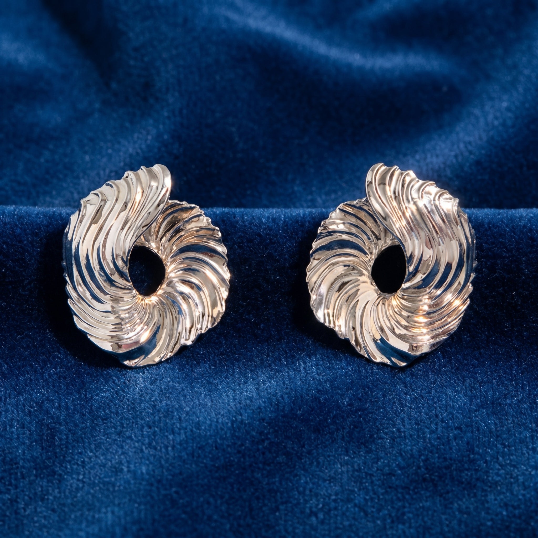Vintage French Sculptural Spiral Stud Earrings
