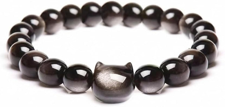 Black Obsidian Women Bracelets -Wealth Prosperity Abundance Stone Bead Bracelet, Entrepreneur Business Luck Beaded Bracelets,Spiritual Mood Energy Cute Protection Stretch Bracelet,Health Good Luck Feng Shui Bracelets For Women Gifts For Women
