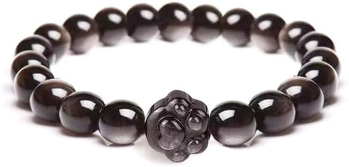Black Obsidian Women Bracelets -Wealth Prosperity Abundance Stone Bead Bracelet, Entrepreneur Business Luck Beaded Bracelets,Spiritual Mood Energy Cute Protection Stretch Bracelet,Health Good Luck Feng Shui Bracelets For Women Gifts For Women