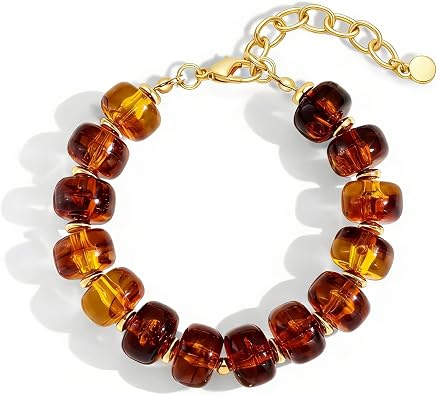 Chunky Beaded Bracelets for Women Boho Multicolor Acrylic Resin Beads Bracelet Adjustable Statement Bracelet Summer Beaded Jewelry